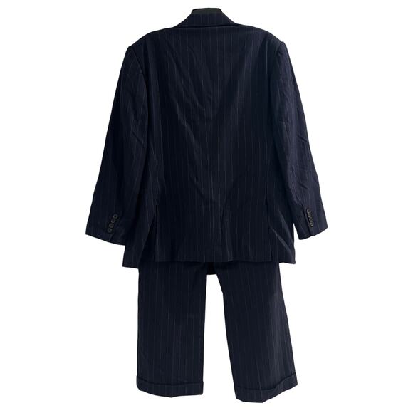 12-16 RALPH LAUREN Purple Label Men's Suit Striped 100% Wool Navy Size 42R - Picture 2 of 14
